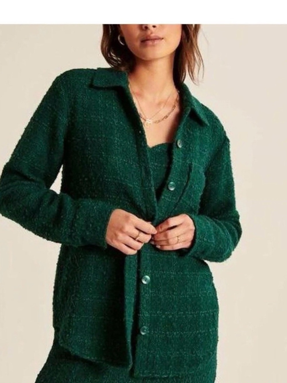 Abercrombie & Fitch Emerald Green  Button-Front Women shirt/jacket  preppy
